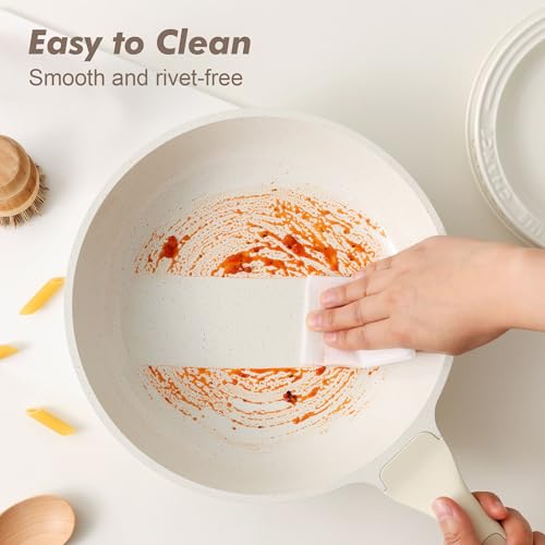 Nonstick Saute Pan with Lid 12 (Antique White / 12-inch/5QT)
