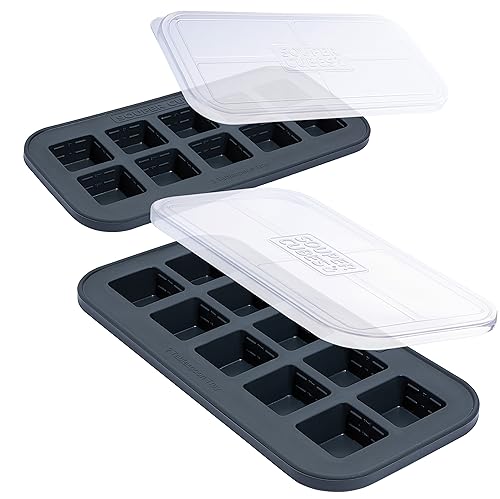 2 Tbsp Silicone Freezer Molds with Lids (2-Pack / Charcoal)