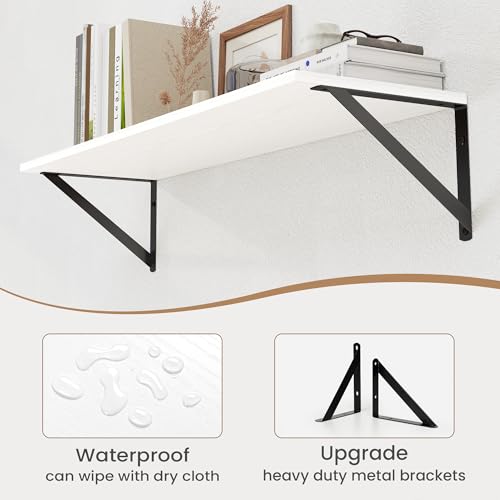 White Deep Floating Shelves for Wall