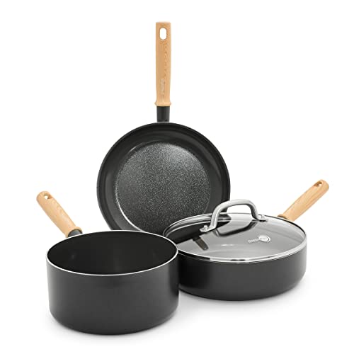 Hudson Healthy Ceramic Nonstick (4 Piece Cookware Pots and Pans Set / Black)