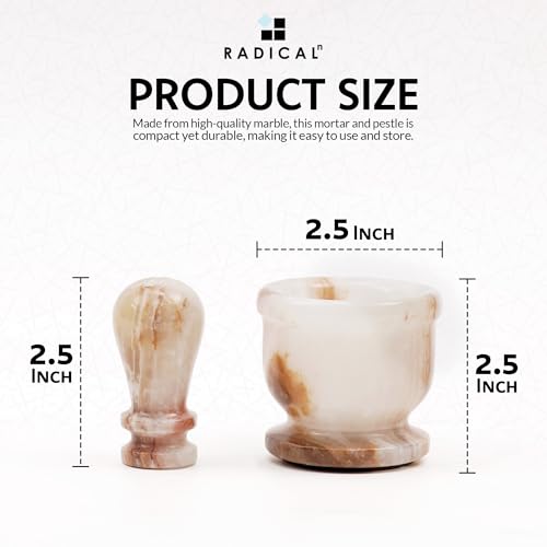 Marble Mortar and Pestle Set 2.5" Small Spice & Herb Grinder (White Onyx / 2.5" Inches)