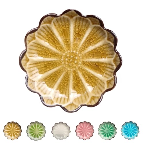 Ceramic Spoon Rest for Stove Top (Cracks Deco, Fall yellow)