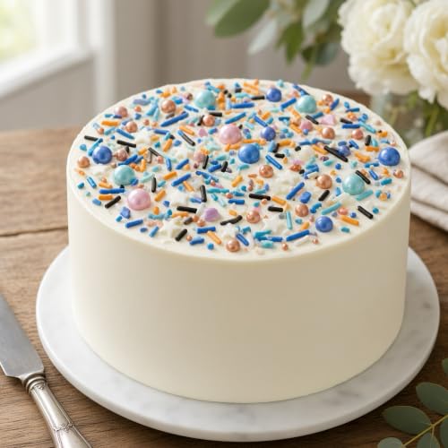 Blue & Orange & White Sprinkles Candy Mix Size Edible Pearls Cake Decorations Cupcake Toppers Cookie Decorating Perfect for Wedding Party Valentine Halloween Christmas Supplies 4.58OZ (4.58 Ounce)