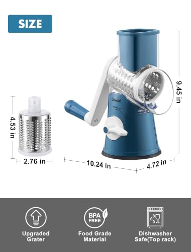 Rotary Cheese Grater Hand Crank (Blue White / 5 Blades)