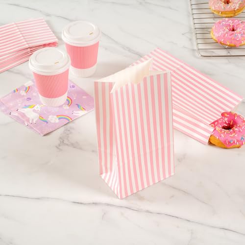 Pink And White Stripe Paper Bag (4 lb / Pink & White)