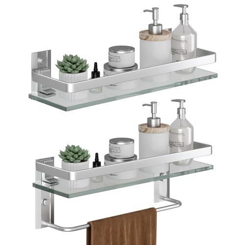 Bathroom Shelves Wall Mounted (Silver / Combo Set)