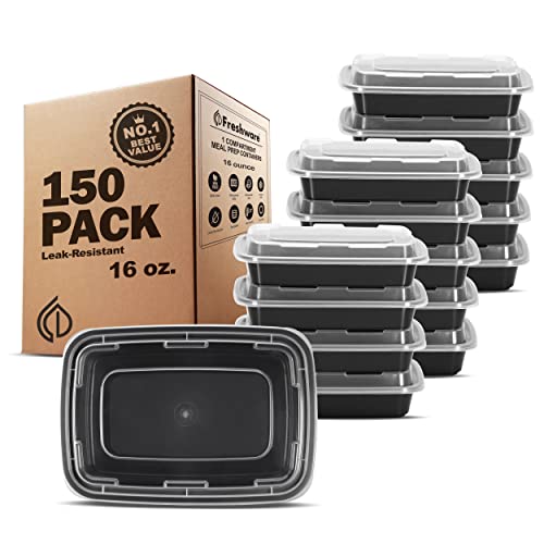 Meal Prep Containers 1 Compartment Food Storage Containers with Lids (16OZ-150PK)