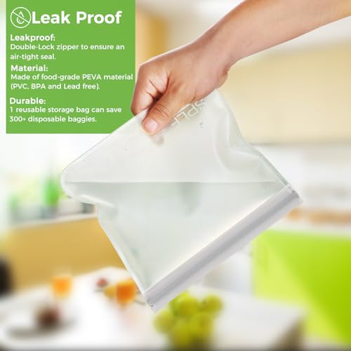 10 Pack Reusable Sandwich Bags Dishwasher Safe (10 Pack-10 Sandwich / Gray)