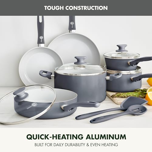 Dover Healthy Ceramic Nonstick (12 Piece Cookware Set / Gray)