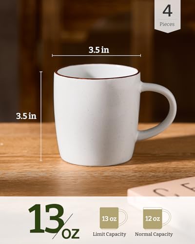 Mercury Coffee Mugs 13 oz (Mercury-White / 4 Count (Pack of 1))