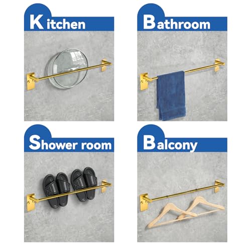 2 Pack Adhesive Adjustable Towel Bar (2 / Gold-self Adhesive)