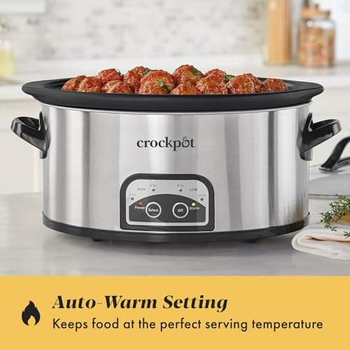 6 Quart Programmable Slow Cooker with Timer and Auto Food Warmer Setting