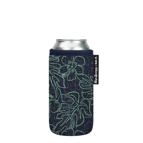CanSok Sleeve for Beer & Soda Insulated Neoprene Cover (Reyn Spooner Monstera Ink / 16oz Can Sleeve)