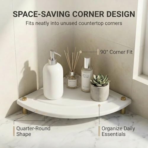 Corner Counter Shelf (8.5"x 8.5" - White - Fan-shaped)