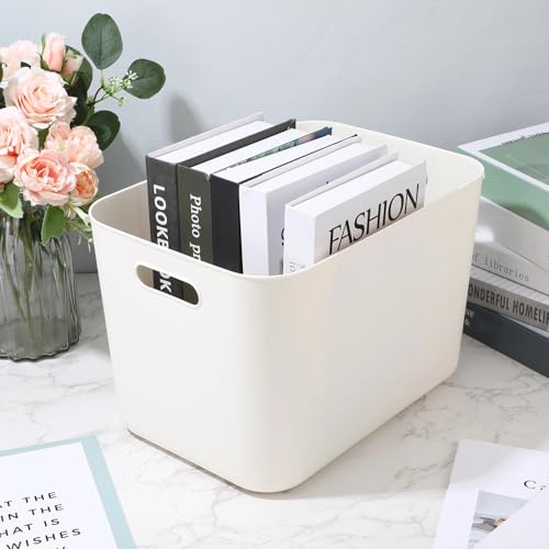 White Plastic Storage Bins (White / 14 x 10.5 x 9.5 Inch)