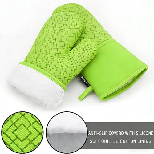 Oven Mitts and Pot Holders Sets 6pcs (Meadow Green)