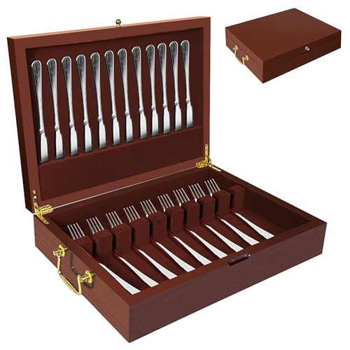 Silverware Storage Box Solid Wood with Lid