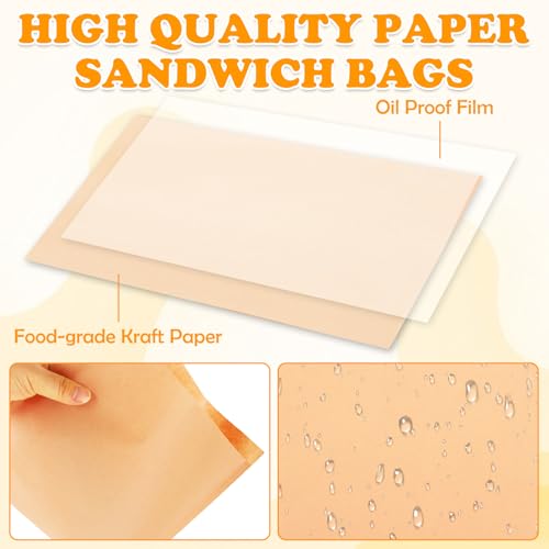 600 Pack Paper Sandwich Bags 10x10 inch Wax Paper Bags for Bakery (Kraft-600PCS / 10x10 inch)