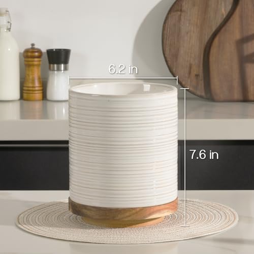 360° Rotating Extra Large Cooking Utensil Holder (White Ring / 7.6 Inch)