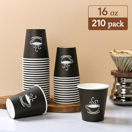 16 oz Paper Coffee cups (210 Count(Pack of 1,16OZ))