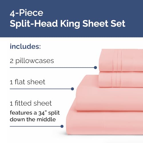 Flex Top Split Head King 4 Piece Sheet Set (31 - Baby Pink / Split Head/Flex Top)