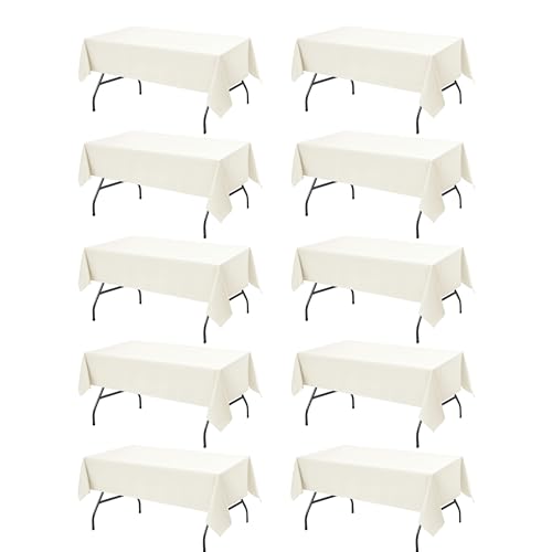 10 Pack Ivory Tablecloths for Rectangle Tables (Ivory / 54x108 In, 10 Pack)