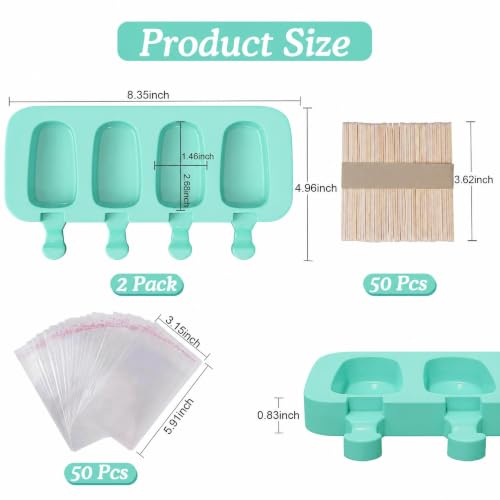 2 Pack Silicone Popsicles Molds (Green)