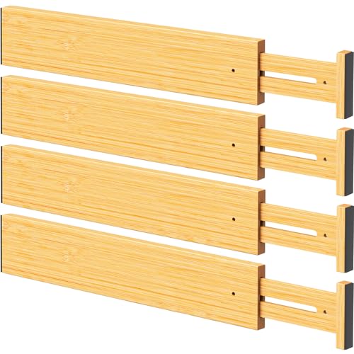 Bamboo Drawer Dividers Organizers (bamboo-4Pack)