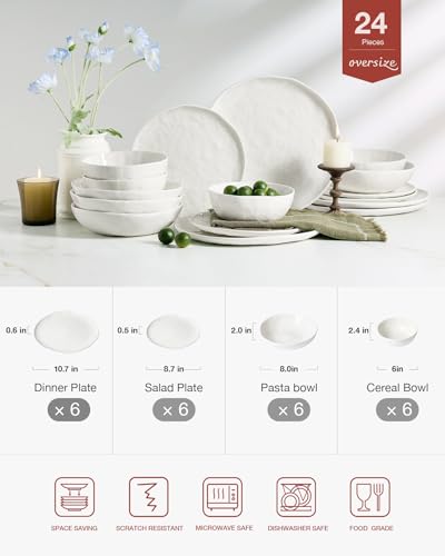 Porcelain Dinnerware Set for 6 (Polar White / Set(24pcs))