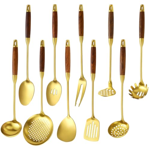 18 10 Stainless Steel Kitchen Utensils Set (Small / GOLD-10 Pieces)