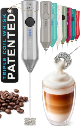 Rechargeable Milk Frother Handheld (ZK Dynamic Tornado Silver / Rechargeable Z1 Motor Max)