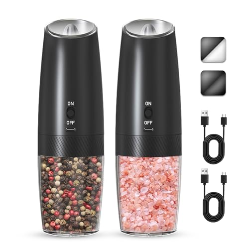 Rechargeable Salt Pepper Grinder Set (Black+Black-Set)