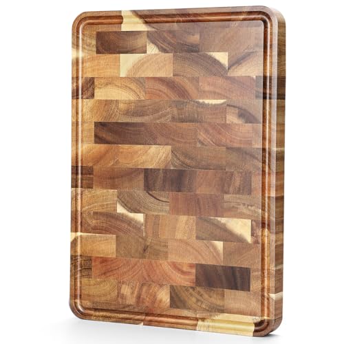 Acacia Wood End Grain Cutting Board (13.8"L x 9.8"W)