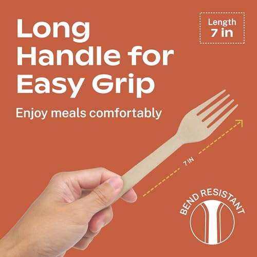 Light Brown Compostable Heavy Duty Silverware Set 340 Pieces Bulk