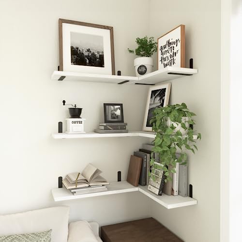 Floating Shelves Set of 6 for Wall Decor & Storage (16.5 Inch / White)