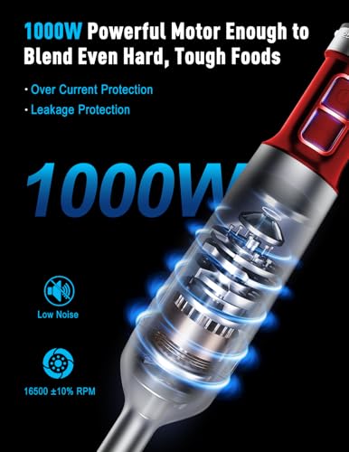 Powerful Immersion Blender handheld (Red)