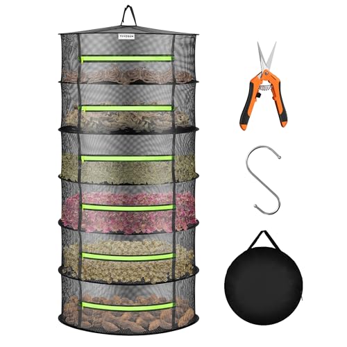 6 Layer Mesh Drying Rack Hanging Design with Green Zippers for Dehydrating