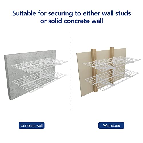 2 Pack 2x4ft Garage Shelving Wall Mounted Storage Rack (White / 2 pack-2x4 ft)