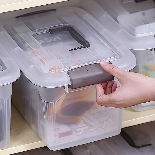 6 Packs 8.5 QT Storage Bins with Lids Clear Plastic Bins with Grey Handle Stackable Storage Containers for Organizing (8.5QT / 6 PACK)