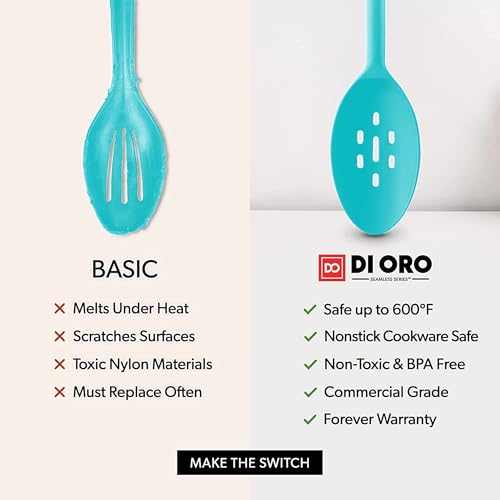 DI ORO Silicone Cooking Spoons (Teal)