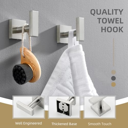 Bath Hand Towel Hook 2 Pack (Brushed Nickel)