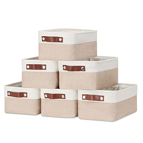 Small Storage Bins (White&Khaki / XS-12"x8"x5")