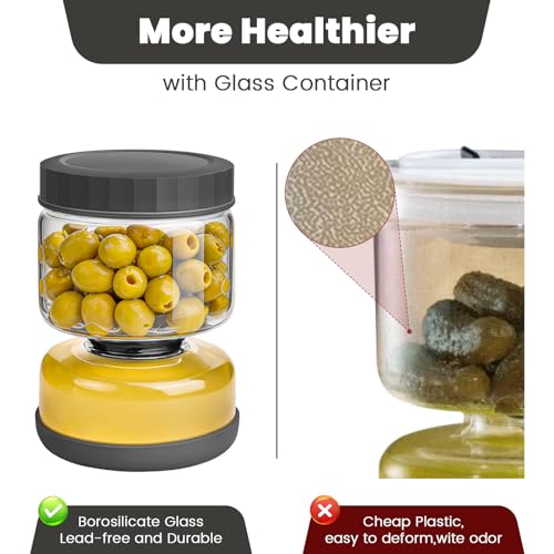 Glass Pickle Jar with Strainer Flip (25oz Smoky Grey Pickle jar)