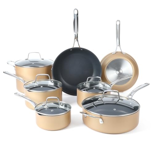 12 Piece Heavy Gauge Aluminum Hard Anodized Premium Nonstick Cookware Set (Copper / 12-Piece Set)