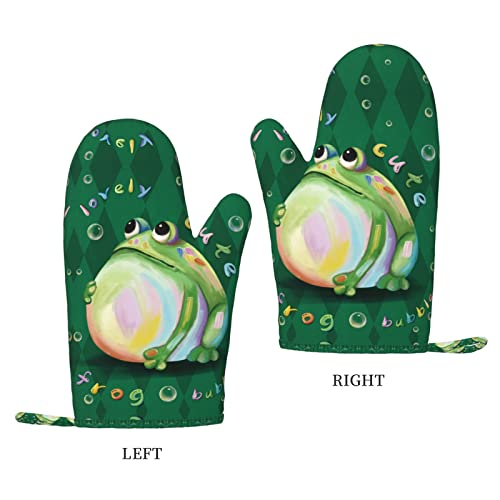 Cute Frog Oven Mitts and Pot Holders Sets of 2 (One Size / Cute Frog)