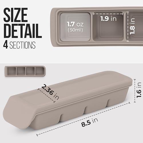 1.7 oz 4 Sections Silicone Ice Cube Freezer Tray with Lid