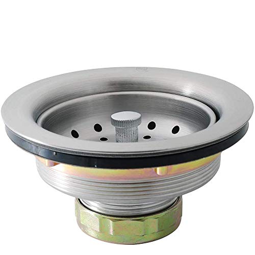 3-1/2 Inch Kitchen Sink Drain Assembly with Strainer Basket/Drain Stopper, All Stainless Steel Sink Drain Kit Durable and Rustproof
