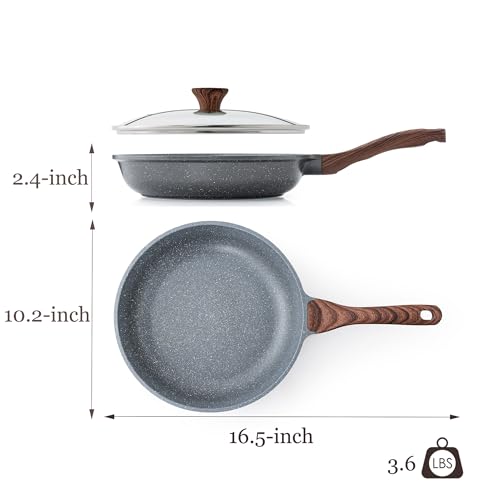 10inch Nonstick Frying Pan Chef's Pan with Glass Lid