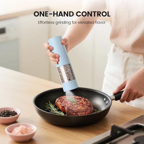 Electric Salt and Pepper Grinder Set (Light Blue)