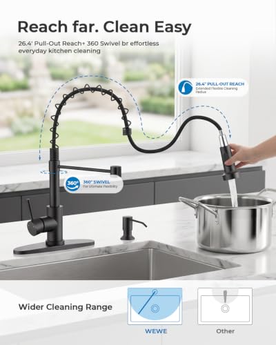 Utility Sink Faucet with Sprayer and Soap Dispenser (Matte Black)